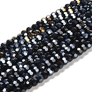 Opaque Glass Beads Stands, AB Color, Faceted(32 Facets), Round, Black, 4.5x4mm, Hole: 1mm, about 87~93pcs/strand, 32~33cm(EGLA-A035-P4mm-B18)