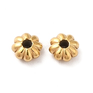 Ion Plating(IP) 304 Stainless Steel Beads, Flower, Real 18K Gold Plated, 6x3mm, Hole: 1.5mm(STAS-E192-06G)