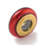 304 Stainless Steel Enamel European Beads, with Rubber inside, Large Hole Beads, Rondelle, Golden, 11.5x5mm, Hole: 4.5mm(STAS-U005-01A-G)