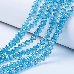 Electroplate Glass Beads Strands, Pearl Luster Plated, Faceted, Rondelle, Deep Sky Blue, 2.5x2mm, Hole: 0.4mm, about 170pcs/strand, 11.8 inch(30cm)(EGLA-A034-T1mm-A13)