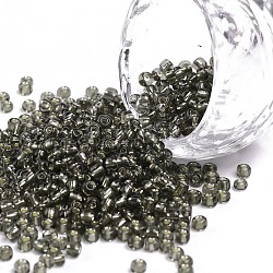 8/0 Glass Seed Beads, Silver Lined Round Hole, Round, Light Grey, 3mm, Hole: 1mm, about 10000 beads/pound(SEED-A005-3mm-52)