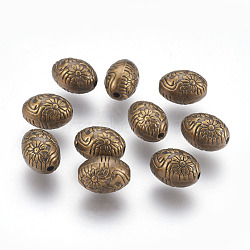 CCB Plastic Beads, Oval with Flower, Antique Bronze, 14.5x10.5mm, Hole: 2mm(CCB-J035-038AB)
