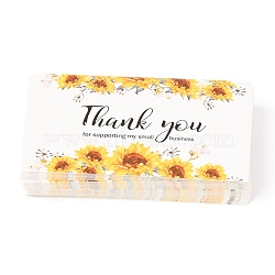 Thank You for Supporting My Business Card, for Decorations, Rectangle with Sunflower Pattern, Yellow, 90x50x0.4mm, 50pcs/bag(X-DIY-L051-012B)