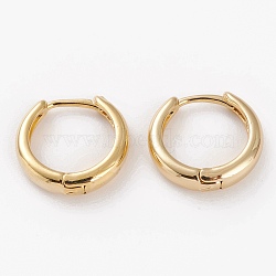 Brass Huggie Hoop Earrings, Long-Lasting Plated, Ring, Golden, 16x15x4mm, Pin: 1mm(EJEW-C502-12G)