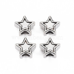 Tibetan Style Alloy European Beads Settings for Enamel, Cadmium Free & Lead Free, Star, Antique Silver, 10x11x7.5mm, Hole: 4.5mm, about 450pcs/1000g(TIBEB-N007-029)
