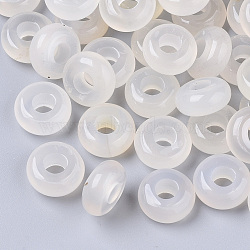 Natural White Agate European Beads, Large Hole Beads, Rondelle, 10x4.5mm, Hole: 4mm(G-Q503-16)