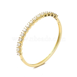 Cubic Zirconia Hinged Bangle, Golden Brass Jewelry for Women, Clear, Inner Diameter: 2-3/8 inch(5.95cm)(BJEW-C029-01B-G)