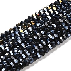 Opaque Glass Beads Stands, AB Color, Faceted(32 Facets), Round, Black, 4.5x4mm, Hole: 1mm, about 94~95pcs/strand, 13.90~14.02 inch(35.3~35.6cm)(EGLA-A035-P4mm-B18)