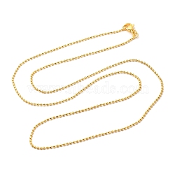 1.5mm Rack Plating Brass Ball Chain Necklaces for Women Men, Cadmium Free & Lead Free, 901 Stainless Steel Clasp, Long-Lasting Plated, Real 18K Gold Plated, 23.62x0.06 inch(60x0.15cm)(MAK-L044-62G)