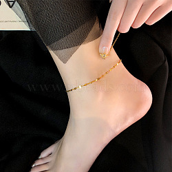 316L Surgical Stainless Steel Dapped Chain Anklets for Women, Golden, 7-1/2 inch(190mm)(FS-WG47470-51)