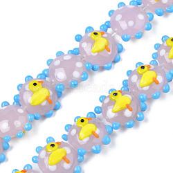 Handmade Bumpy Lampwork Beads Strands, Duck, Pink, 20~21x17~19x9.5~10mm, Hole: 1.6mm, about 30pcs/strand, 18.50 inch~18.90 inch(47~48cm)(LAMP-N021-036F)