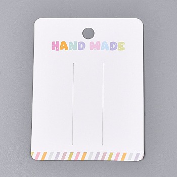 Cardboard Paper Jewelry Display Cards for Hair Clip Storage, Rectangle with HAND MADE, Colorful, 10x7.5x0.04cm, Hole: 8.2mm