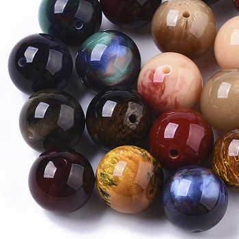 Resin Beads, Imitation Gemstone, Round, Mixed Color, 20mm, Hole: 2mm