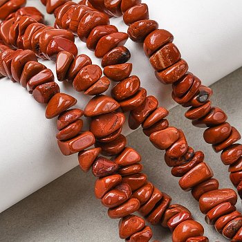 Natural Red Jasper Beads Strands, Nuggets, 8~17.5x7~14x2~5mm, Hole: 0.8mm, 15.55~15.94''(39.5~40.5cm)