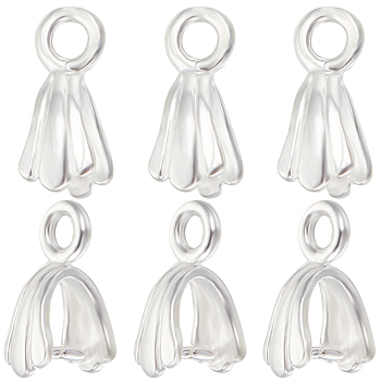 Beebeecraft 8Pcs 925 Sterling Silver Pendant Bails, Ice Pick Pinch Bails, Silver, 8x5x3mm, Hole: 1.5mm, Pin: 0.6mm, Inner Diameter: 3x3mm