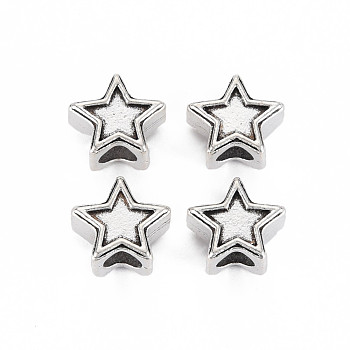 Tibetan Style Alloy European Beads Settings for Enamel, Cadmium Free & Lead Free, Star, Antique Silver, 10x11x7.5mm, Hole: 4.5mm, about 450pcs/1000g