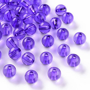 Transparent Acrylic Beads, Round, Blue Violet, 10x9mm, Hole: 2mm, about 940pcs/500g