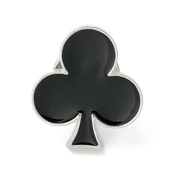Playing Card Enamel Pin, Poker Alloy Brooch for Backpack Clothes, Platinum, Club, 20x18x10mm