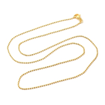 1.5mm Rack Plating Brass Ball Chain Necklaces for Women Men, Cadmium Free & Lead Free, 901 Stainless Steel Clasp, Long-Lasting Plated, Real 18K Gold Plated, 23.62x0.06 inch(60x0.15cm)