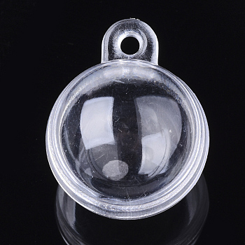 Plastic Pendants, Round, Clear, 25.5x20x20mm, Hole: 2mm, Inner Diameter: 17mm
