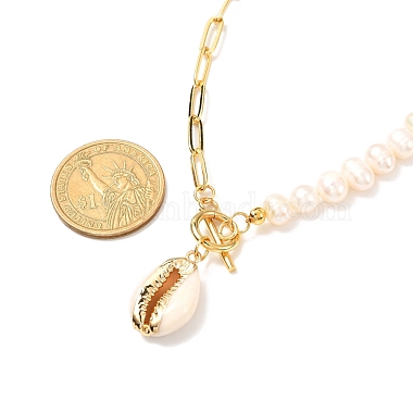 Гальваническое ожерелье с подвеской из ракушек каури для девочек и женщин(NJEW-JN03679)-5