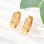 304 Stainless Steel Textured Hoop Earrings, with 316 Surgical Stainless Steel Ear Pins, Ion Plating(IP), Golden, 20x5mm(EJEW-L307-07G)