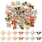 50Pcs Alloy Enamel Charms, Light Gold, Dragonfly Charm, Mixed Color, 13.5x14.5x2mm, Hole: 2mm(ENAM-YW0006-26)