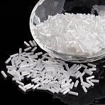 Glass Bugle Beads, Ceylon, White, 6x2mm, Hole: 0.5mm, about 10000pcs/bag(SEED-E001-6mm-121#)
