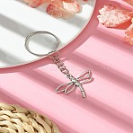 Insect Theme Alloy Keychain, with Iron Ring, Dragonfly, 7.5cm(KEYC-YW00053-02)