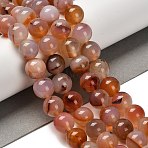 Natural Agate Beads Strands, Round, Chocolate, 14mm, Hole: 1mm, about 27pcs/strand, 14.88~15.35''(37.8~39cm)(G-G175-A02-01)