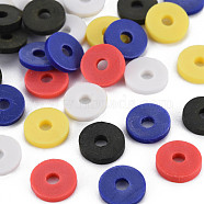 5 Colors Handmade Polymer Clay Beads, Heishi Beads, Disc/Flat Round, Black & White & Red & Midnight Blue & Champagne Yellow, 8x0.5~1.5mm, Hole: 2mm, about 11500pcs/1000g(CLAY-N011-032-32)