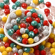 Glass Beads, Faceted, Rondelle, Gray, 10x8mm, Hole: 1mm, about 67pcs/60g(EGLA-A034-SM10mm-44)