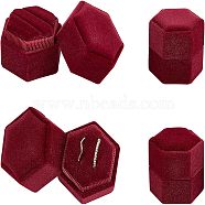 Velvet Ring Boxes, Hexagon, Medium Violet Red, 1-3/4x1-7/8x1-3/4 inch(4.3x4.9x4.3cm)(VBOX-NB0001-03D)