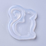 Food Grade Silhouette Silicone Molds, Resin Casting Molds, For UV Resin, Epoxy Resin Jewelry Making, Cat Shape, White, 52x43x7mm, Inner Diameter: 42x35mm(DIY-L026-060)