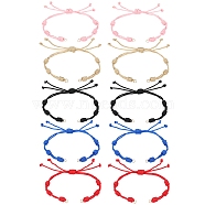 10Pcs 5 Colors Adjustable Braided Nylon Cord Link Bracelet Making, with 304 Stainless Steel Open Jump Rings, Mixed Color, Single Chain Length: about 6 inch(15cm), 2pcs/color(AJEW-SC0002-18)