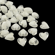 Handmade Luminous Lampwork Beads, Heart, White, 15~16x15~16x9~10mm, Hole: 1~2mm(X-LAMP-R126-16mm-01)