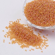 12/0 Grade A Round Glass Seed Beads, Transparent Colours Rainbow, Wheat, 2x1.5mm, Hole: 0.5mm, about 5000pcs/50g(X-SEED-A022-F12-532)