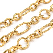 10M Ion Plating(IP) 304 Stainless Steel Figaro Chains, Unwelded, with Spool, Real 18K Gold Plated, 9.5~19.5x8~11.5x2mm(CHS-G034-09G)