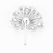 Dandelion Brooch, 201 Stainless Steel Flower Lapel Pin for Backpack Clothes, Nickel Free & Lead Free, Stainless Steel Color, 52.5x41.5x6.5mm, Pin: 0.7mm(JEWB-N007-010P-FF)
