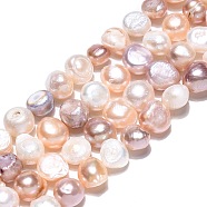 Natural Cultured Freshwater Pearl Beads Strands, Baroque Pearls Keshi Pearl Beads, Two Sides Polished, Mixed Color, 8~9x7.5~8.5x5~6mm, Hole: 0.7mm, about 42pcs/strand, 13.39''(34cm)(PEAR-N014-08E-01)