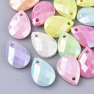 Opaque Acrylic Pendants, AB Color Plated, Faceted, Teardrop, Mixed Color, 17.5x12.5x5mm, Hole: 1.8mm, about 940pcs/500g(MACR-S299-003)