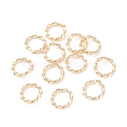 304 Stainless Steel Jump Rings, Open Jump Rings, Twisted, Real 24k Gold Plated, 8x1.2mm, Inner Diameter: 5.5~6mm(STAS-F191-12G-B)