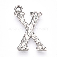 Brass Pendants, Letter Charms, Letter X, 22.5x13.5x3mm, Hole: 1.6mm(KK-N254-218P-X)