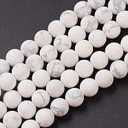 Natural Howlite Beads Strands, Frosted, Round, 8mm, Hole: 1mm, about 49pcs/strand, 15.2 inch(38.5cm)(G-G770-06)