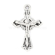 Tibetan Style Zinc Alloy Pendants, For Easter, Lead Free & Cadmium Free, Crucifix Cross, Antique Silver, 23.3x15x3mm, Hole: 1mm, about 500pcs/500g(TIBEP-R334-083AS-RS)