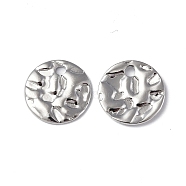 304 Stainless Steel Charms, Textured, Flat Round Charm, Stainless Steel Color, 10x1mm, Hole: 1.4mm(STAS-C066-25P)