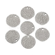 304 Stainless Steel Charms, Textured, Laser Cut, Flat Round, Stainless Steel Color, 15x1.6mm, Hole: 1mm(STAS-I157-08A-P)