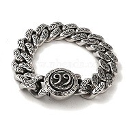 304 Stainless Steel Number Cuban Link Chain Bracelets for Women Men, Antique Silver, 9 inch(22.7cm)(BJEW-Q341-09AS)