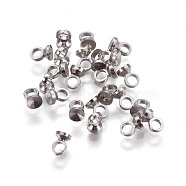 Brass Bead Cap Pendant Bails, for Globe Glass Bubble Cover Pendants, Platinum, 3.5x2.8mm, Hole: 1.4mm(X-KK-F792-06P)