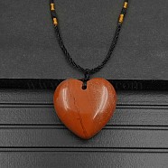 Natural Red Jasper Pendant Necklaces, Heart, 15.75~23.62 inch(40~60cm)(XA8803-12)